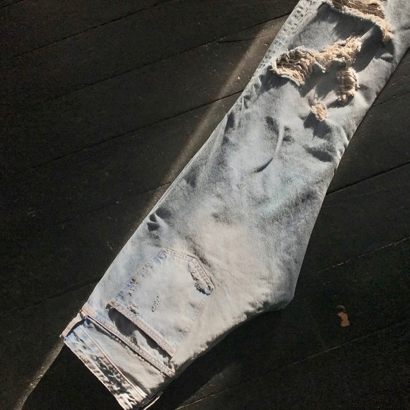 Zara NWT Y2K Back Ripped TRF Grunge Relaxed-Cut Boyfriend Mid-Rise Jeans Size 10 - Picture 9 of 14